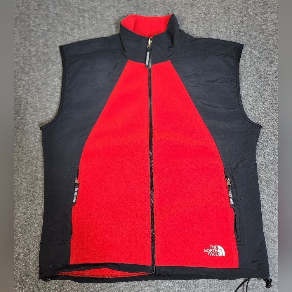 The North Face Men’s XL Red Black Full Zip Fleece Vest 89190 Nylon Shell Winter